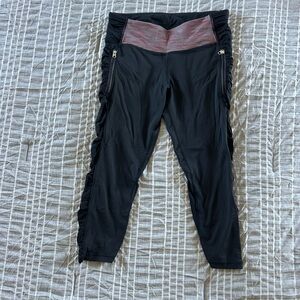 Black cropped lululemon Leggings with Pink Waistband - Athletic Bottoms